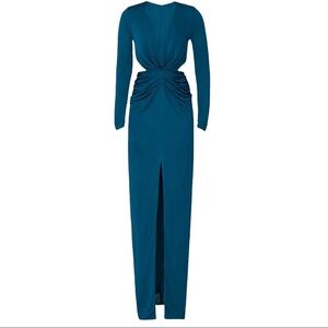 HANEY SARA GOWN side cut out high slit v-neck dress